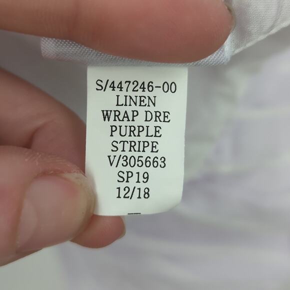 Gap Dress Womens XS Purple Ruffle Striped Linen Feminine Cottagecore Sundress - Picture 14 of 14